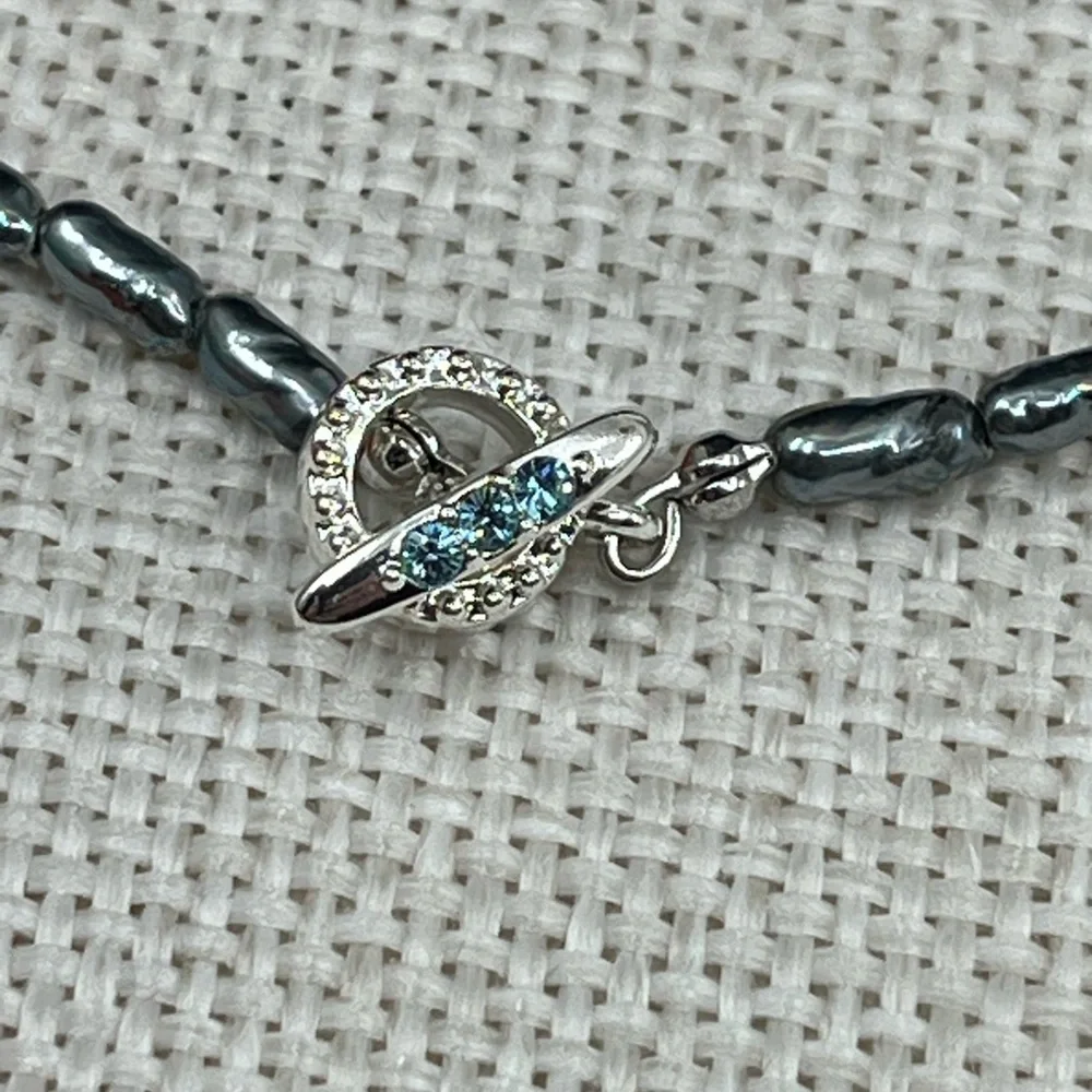 Vintage Hematite and Rhinestone Accented Bracelet – 8” - Picture 4 of 16